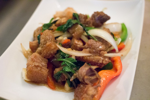center point thai crispy pork with basil & chile