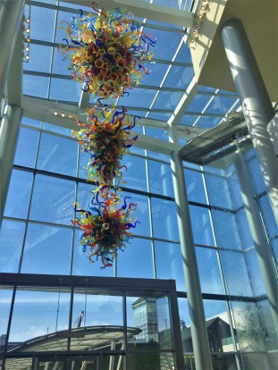 You know you're in the Northwest when there's Dale Chihuly hanging in your mall
