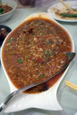 Bamboo pavilion fish with hot bean sauce