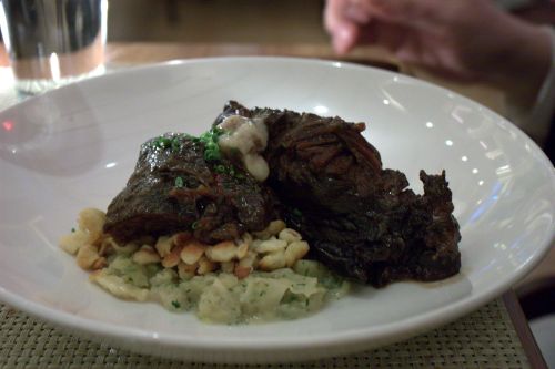 10 downing beef cheeks saffron cabbage bone marrow soubise mustard spaetzle