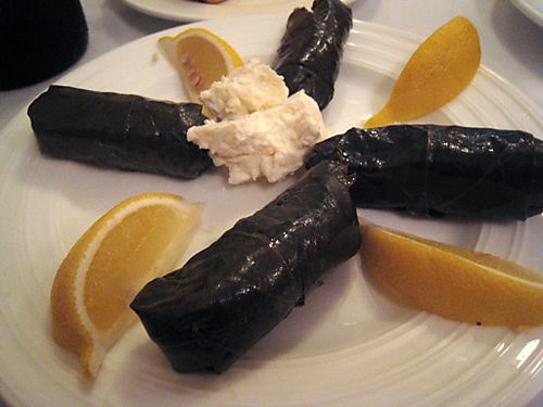 Reds produce stuffed vine leaves and french feta