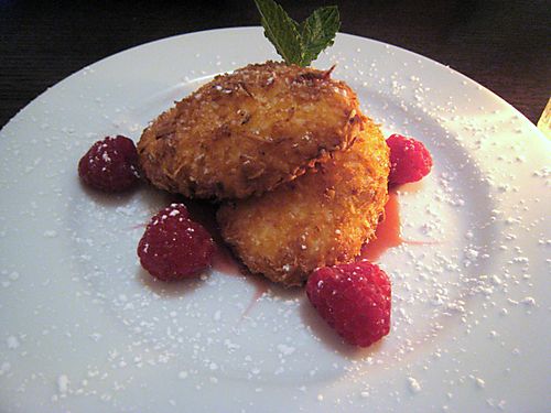 James ricotta beignets with raspberry red wine coulis