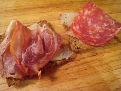 Cheese crackers salumi