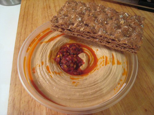 Hummus and wasa crackers