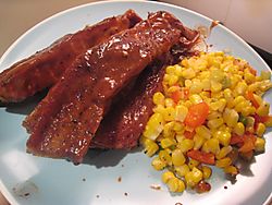 Smoked ribs and corn