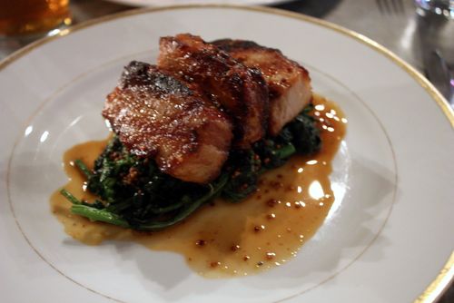 Rye pork belly with broccoli rabe