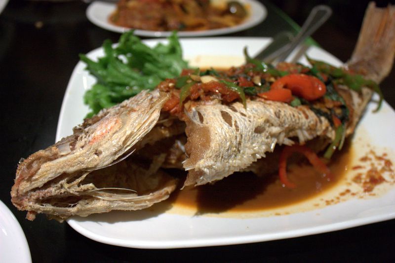 Sriphraphai red snapper with chile and basil