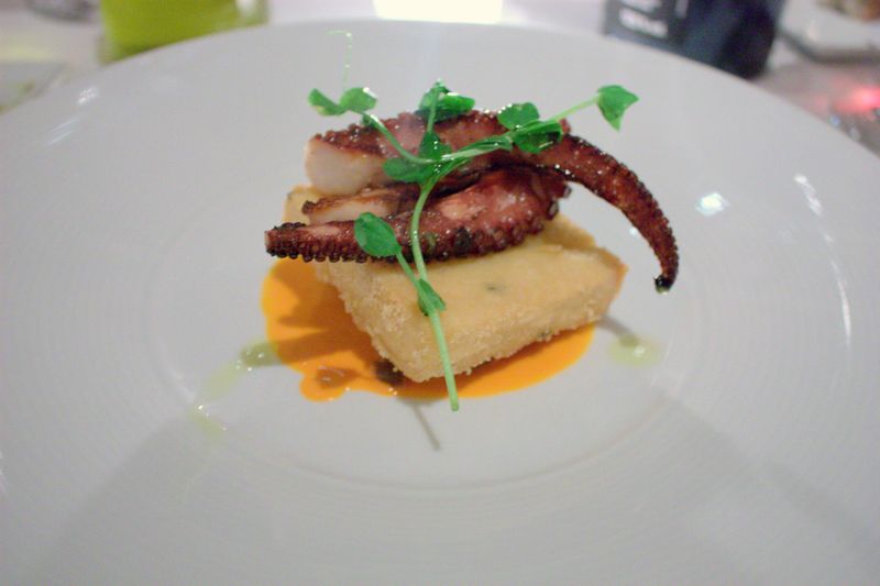 Convivio polipo; grilled octopus, chickpea panissa, olives, red peppers.CR2