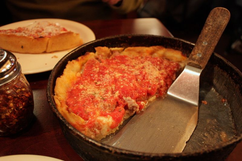 Lou malnati's sausage deep dish pizza