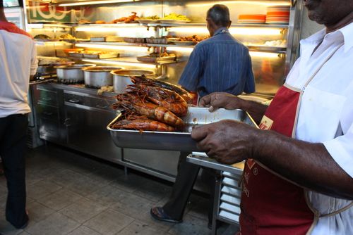 Line clear nasi kandar serving