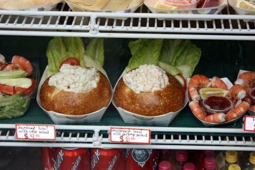 Seafood salad bread bowls