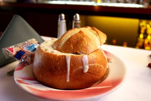 Fishermen's grotto bread bowl clam chowder