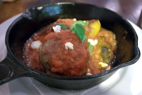 Wong duck meatball, spiced tomato sauce, squash, paneer