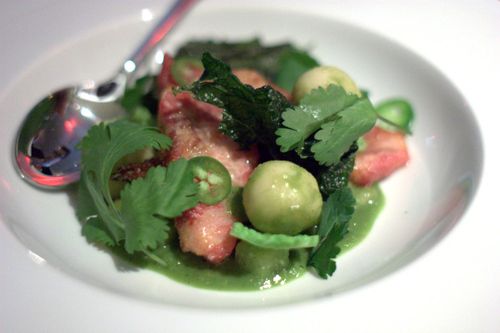 Empellon cocina pork ribs with white beans, masa balls & green mole