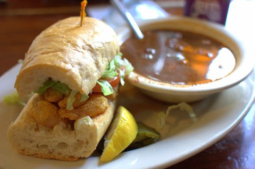 Liuzza's by the track shrimp po' boy & gumbo