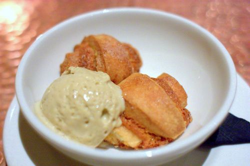 Zahav apricot rugelach, almonds, turkish coffee ice cream