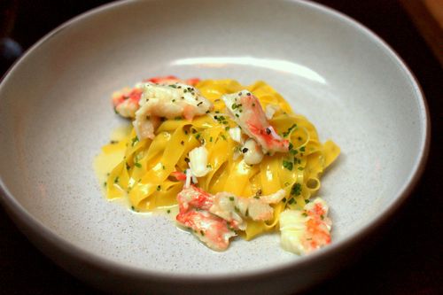 The nomad tagliatelle with king crab, meyer lemon, black pepper