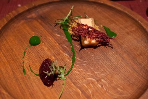 Wd-50 bone marrow, potato, pomegranate, pepper streusel