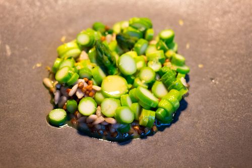 Relae asparagus, sunflower seeds, mint